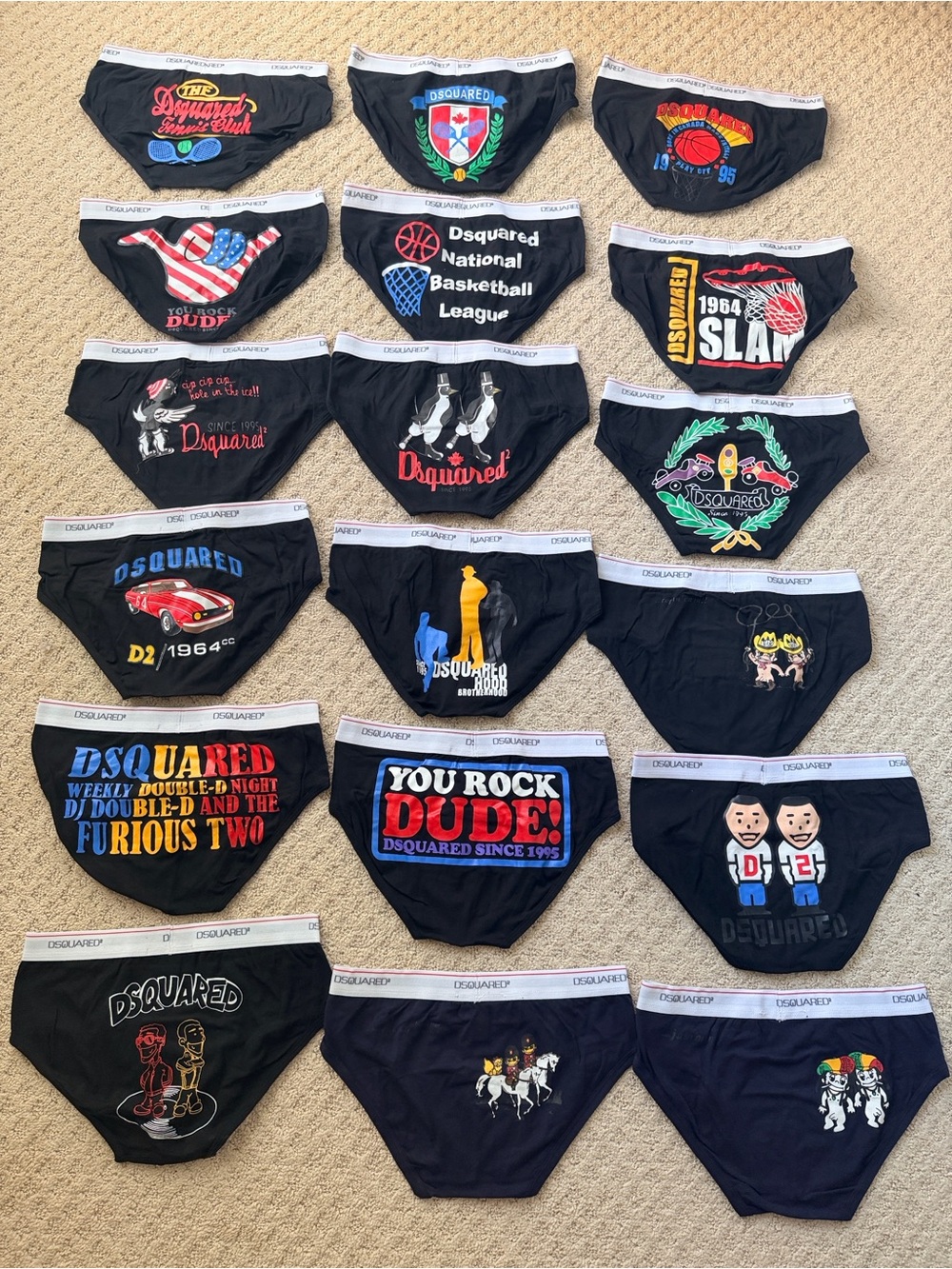 DSQUARED2 Black Briefs Pack with Multicolor Graphic Prints